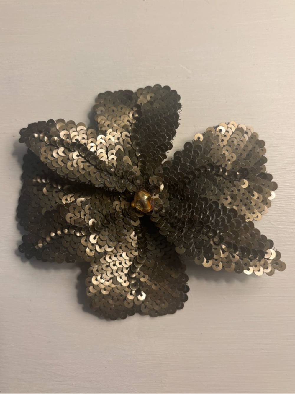 Vintage Brooch Gold Sequin Flower